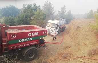 Mezitli Belediyesi Ekipleri Yangın Bölgesi.