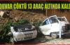 DUVAR ÇÖKTÜ 13 ARAÇ ALTINDA KALDI